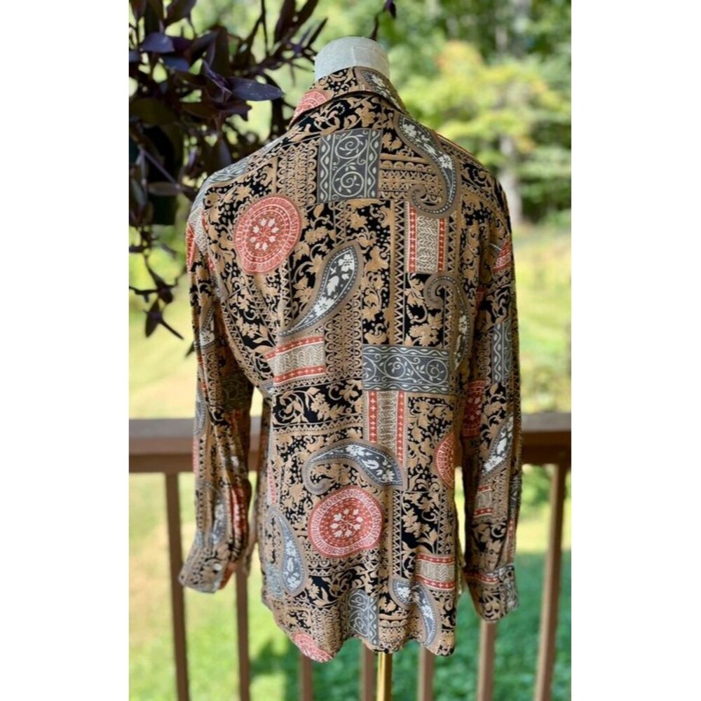 Vintage 90s St Michael Marks & Spencer Paisley Viscose Shirt UK 14 - Picture 3 of 12